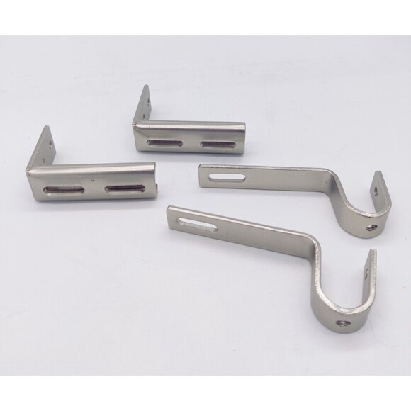 Hardware Brackets For Curtain Rod Set of 4 Silver Adjustable 2 Unopened 2 Opened - Picture 11 of 11